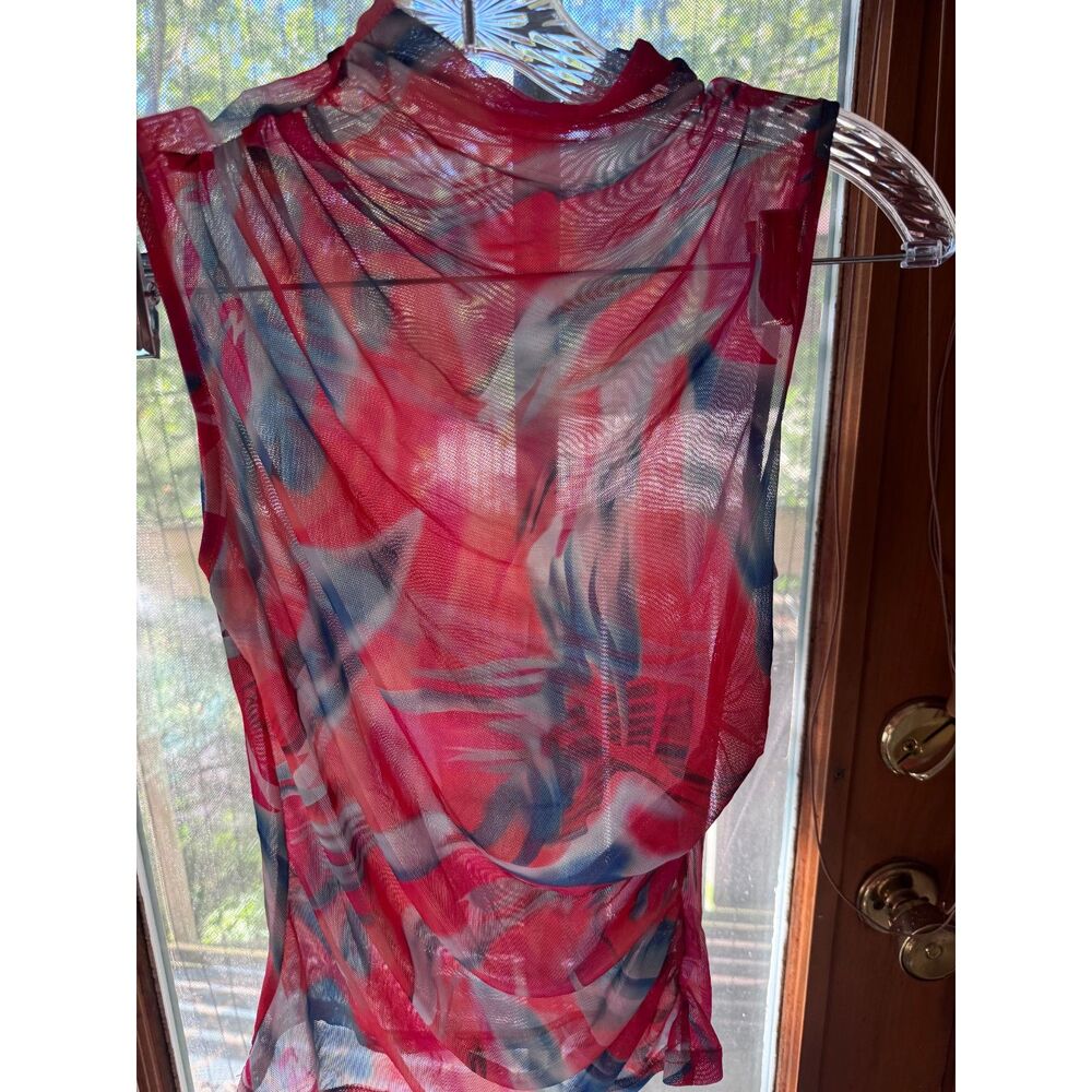 Abstract High Neck Mesh Top - Picture 3 of 4